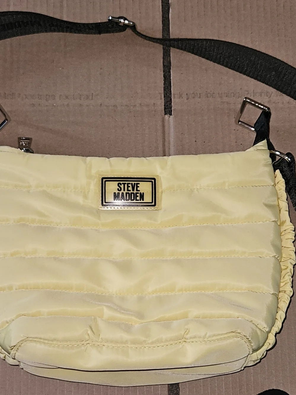 Steve Madden Yellow Quilted Nylon North Crossbody Bag Puffer Purse